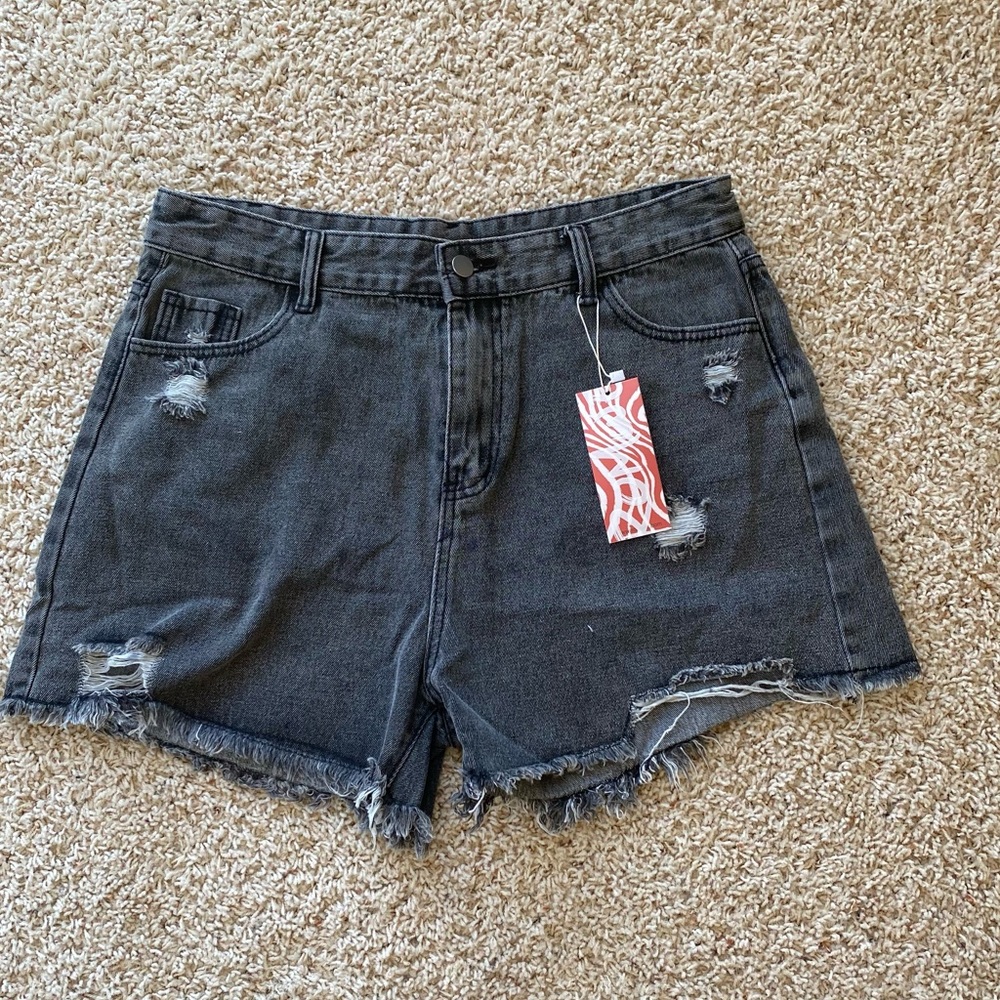 Romwe Distressed Jean Shorts